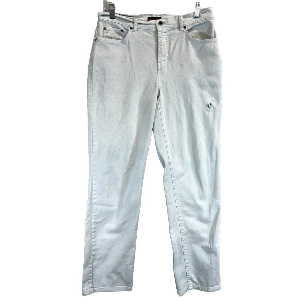 Duck Head Classic Jeans Womens 6 White Cotton Stretch Light Wash Straight Leg